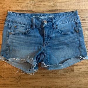 American Eagle light wash stretch shorts